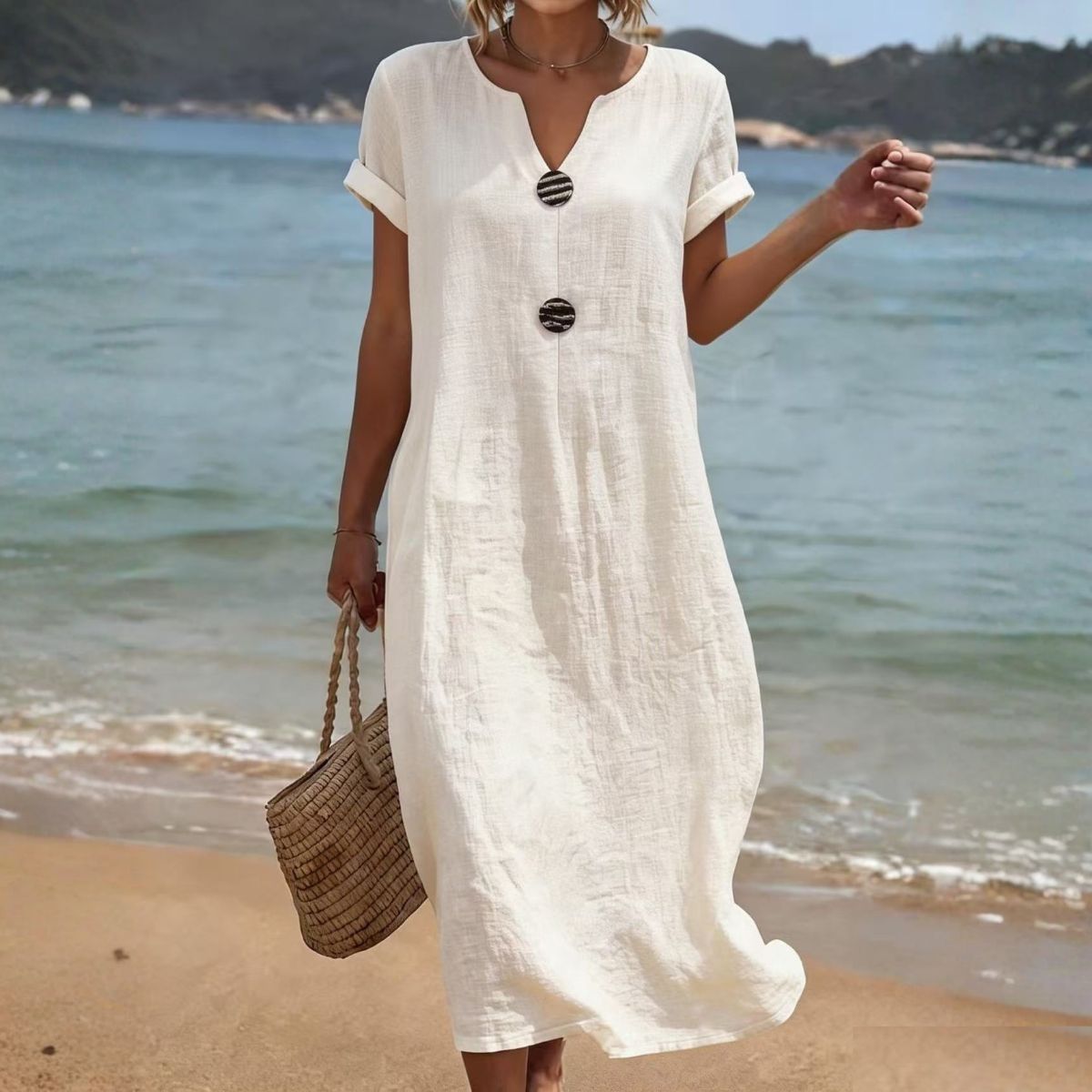 🏖️👗【S-3XL】Könnyed és szellős nyári ruha lenből és pamutból, laza szabású – beleszeret első viselésre.