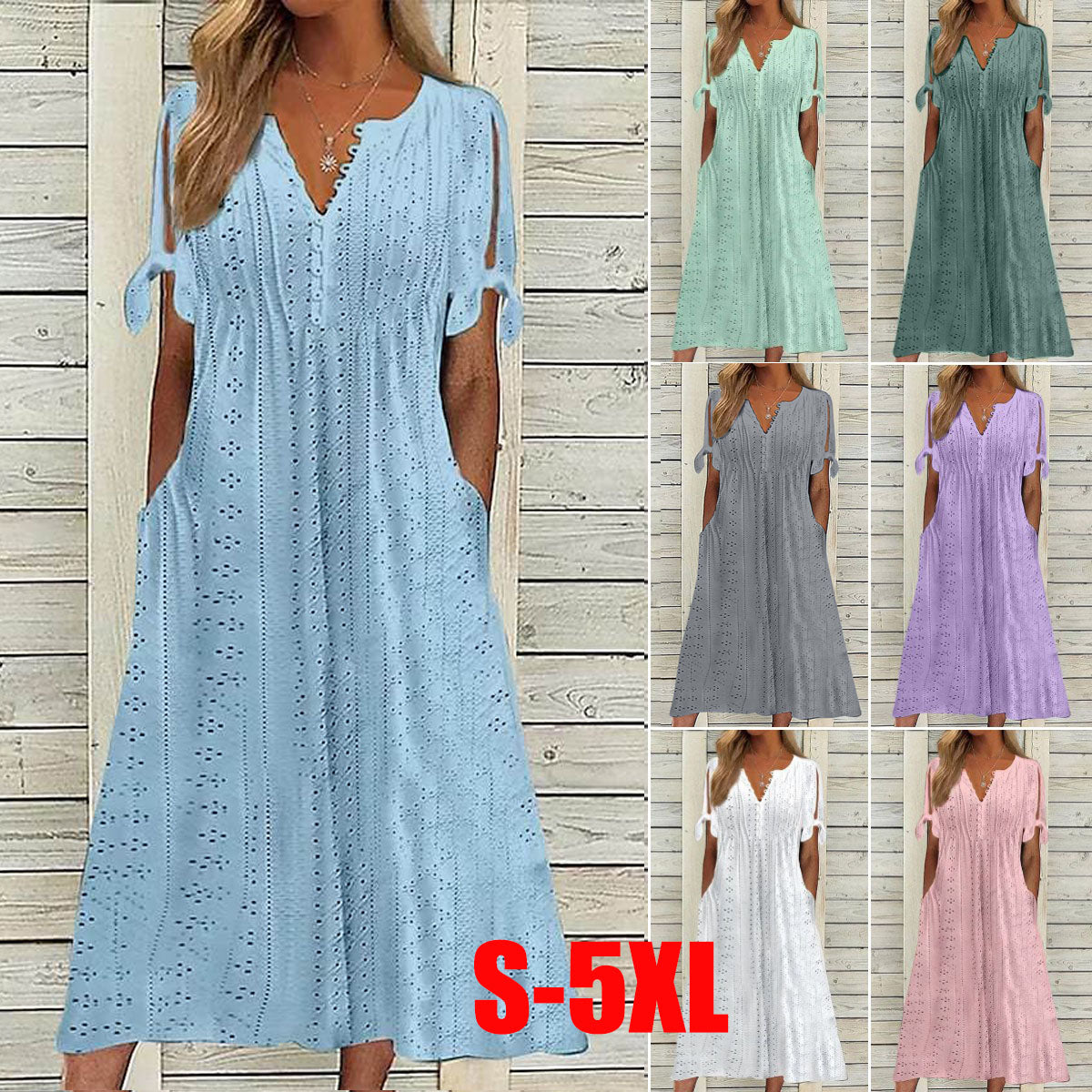 🔥[S-5XL]👗Egyszerű és gyönyörű egyszínű ruha