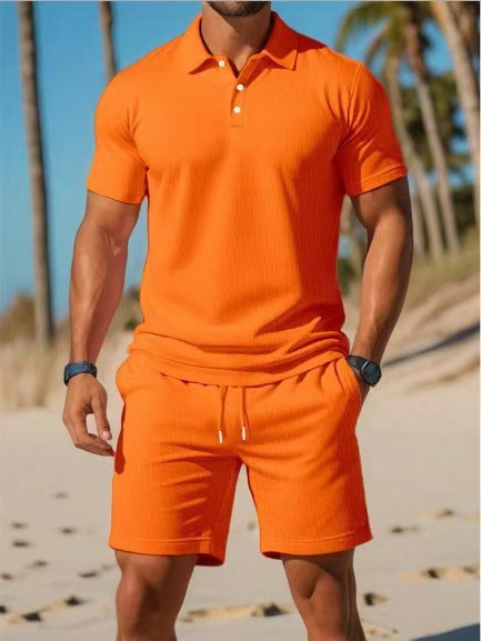 【S~3XL】Férfi szett, amely egy rövid ujjú ingből és egy rövidnadrágból áll, tökéletes hétköznapokra.