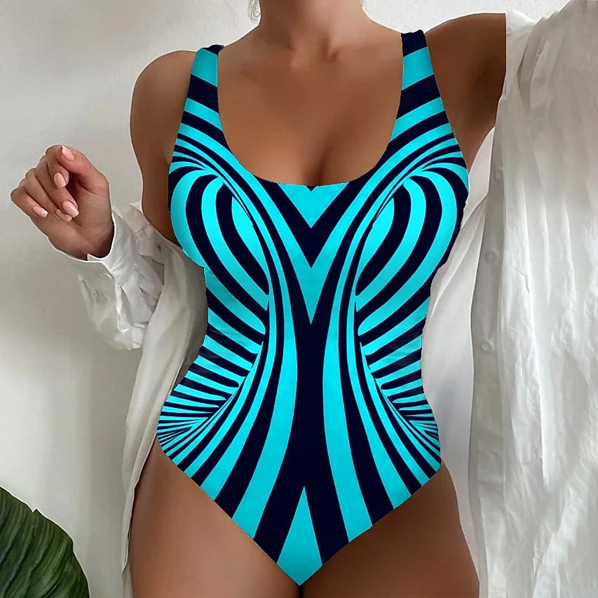 【S~6XL】🌴🩱 Szexi csíkos egyrészes fürdőruha