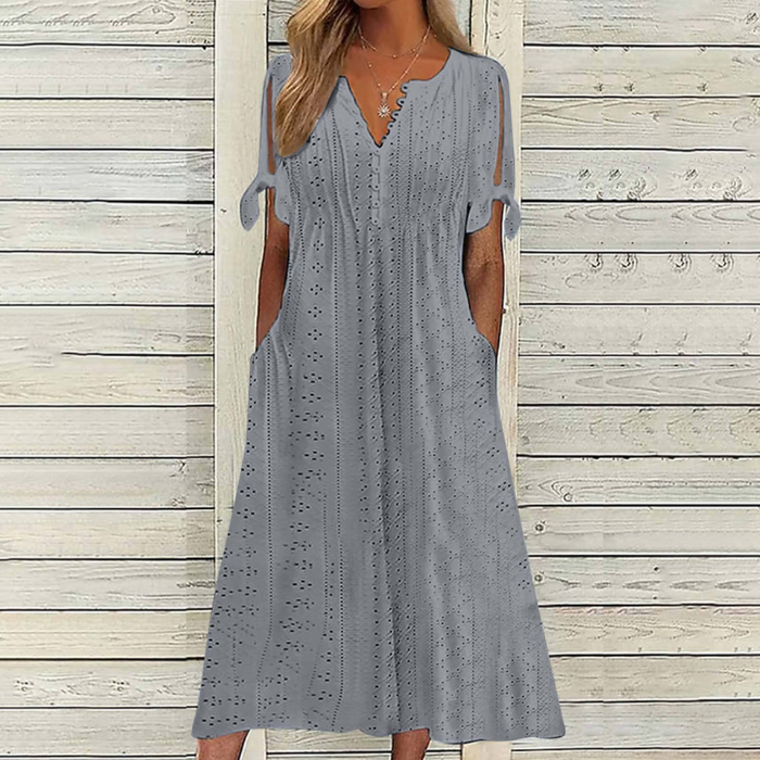 🔥[S-5XL]👗Egyszerű és gyönyörű egyszínű ruha
