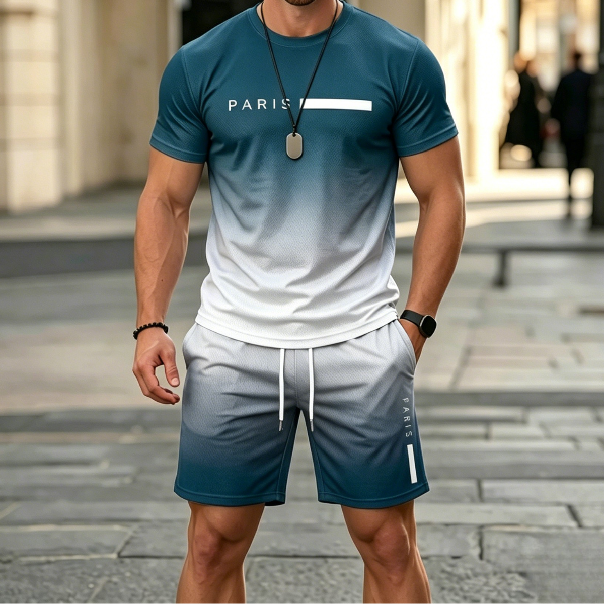 ✨【S-6XL】Férfi kétrészes nyári sport szett - kényelmes rövid ujjú póló és rövidnadrág mindennapi viseletre és otthoni pihenésre【Fizetés utánvétesen】