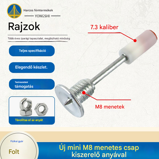 【50 db】Új mini M8 menetes csap kiszerelő anyával