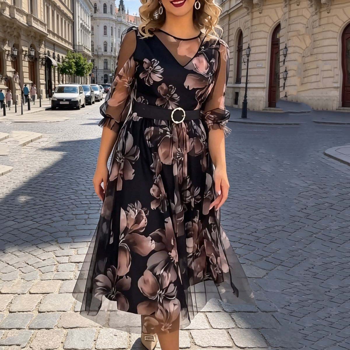 🌸 Női ruha S–5XL – elegáns, mintás, új