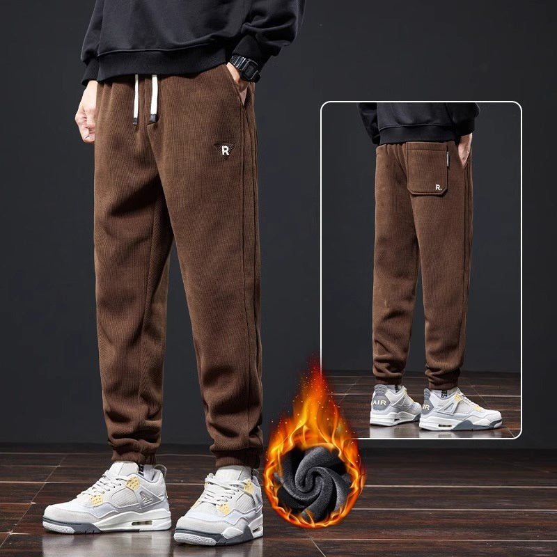 🔥【50% KEDVEZMÉNY】🔥【M-5XL】🖤Új téli nadrág férfiaknak, plusz bársony és vastag kordbársony, meleg és lezser férfi nadrág