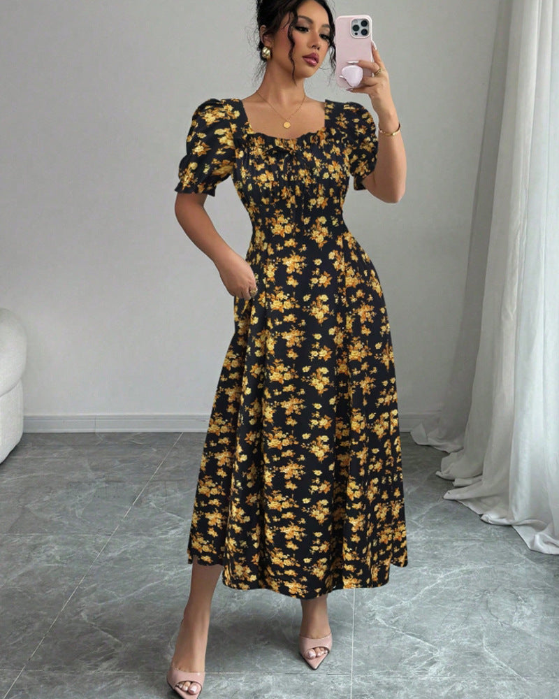 👗Az akció utolsó napján -50% kedvezmény! 【S-2XL】Elegáns, nyári mintás ruha, légies és kényelmes, könnyen illeszthető és karcsúsított.