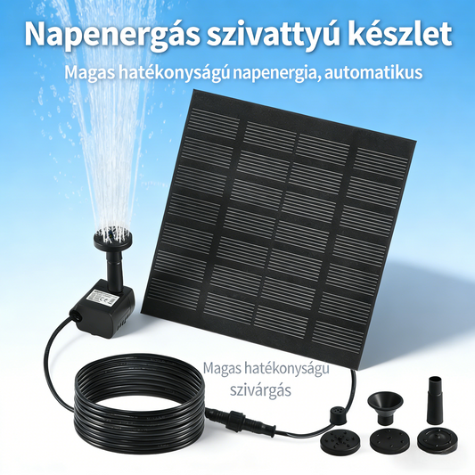 💧🌿☀️ Napelemes kerti tó szökőkút – több fúvókával, áram nélkül