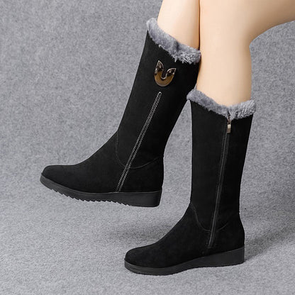 【30%OFF】【35-41】 Sokoldalú lábszárközépig vastagított bársony hócsizma