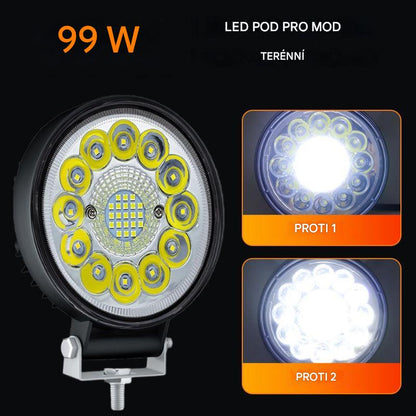 🚨【Kupte 1 a získejte 1 zdarma】2 kusy za 610 Kč💡99W kulaté LED světlomety pro upravené vozy, pomocné světlomety pro terénní vozidla