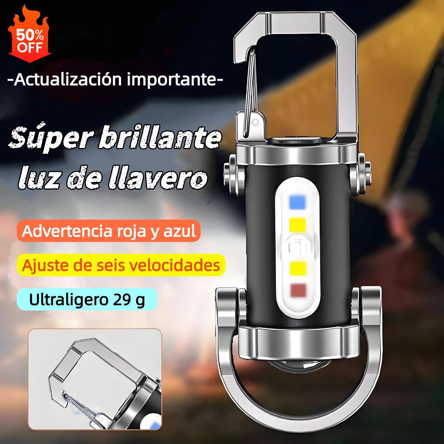 【Compra 1 y llévate 1 gratis】2 piezas 26 euro🔥Gran oferta🔥Linterna mini para llave súper brillante e impermeable con salida de 1200 lm