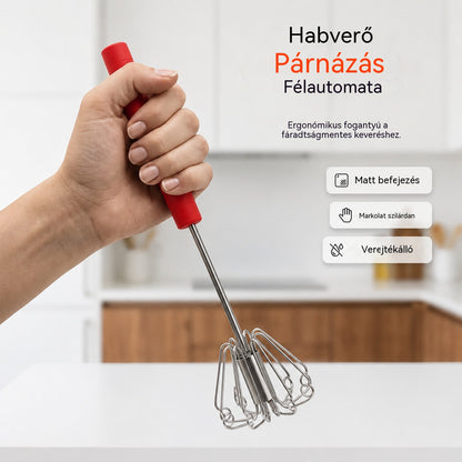 🥳Vásárolj 1-et, kapsz 1-et ingyen🥳💞Több mint 50 000 darab eladva!🥚💪 50% kedvezmény! Félautomata kézi tojáshabverő: nyomd meg és pörgesd – nincs szükség áramra. Másodpercek alatt felvered a tojást és a tejszínt. Kíméletes a csuklódnak! ✨🧁