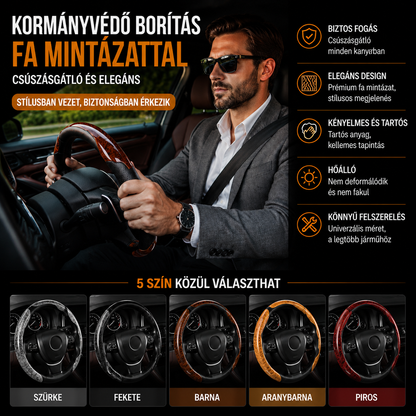 🔥【45% OFF】【1 db 3 darabos készlet】Csúszásgátló fa szemcsés autókormányburkolat