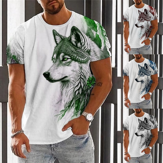 【2XS-6XL】👕👕 Wolf Print férfi póló