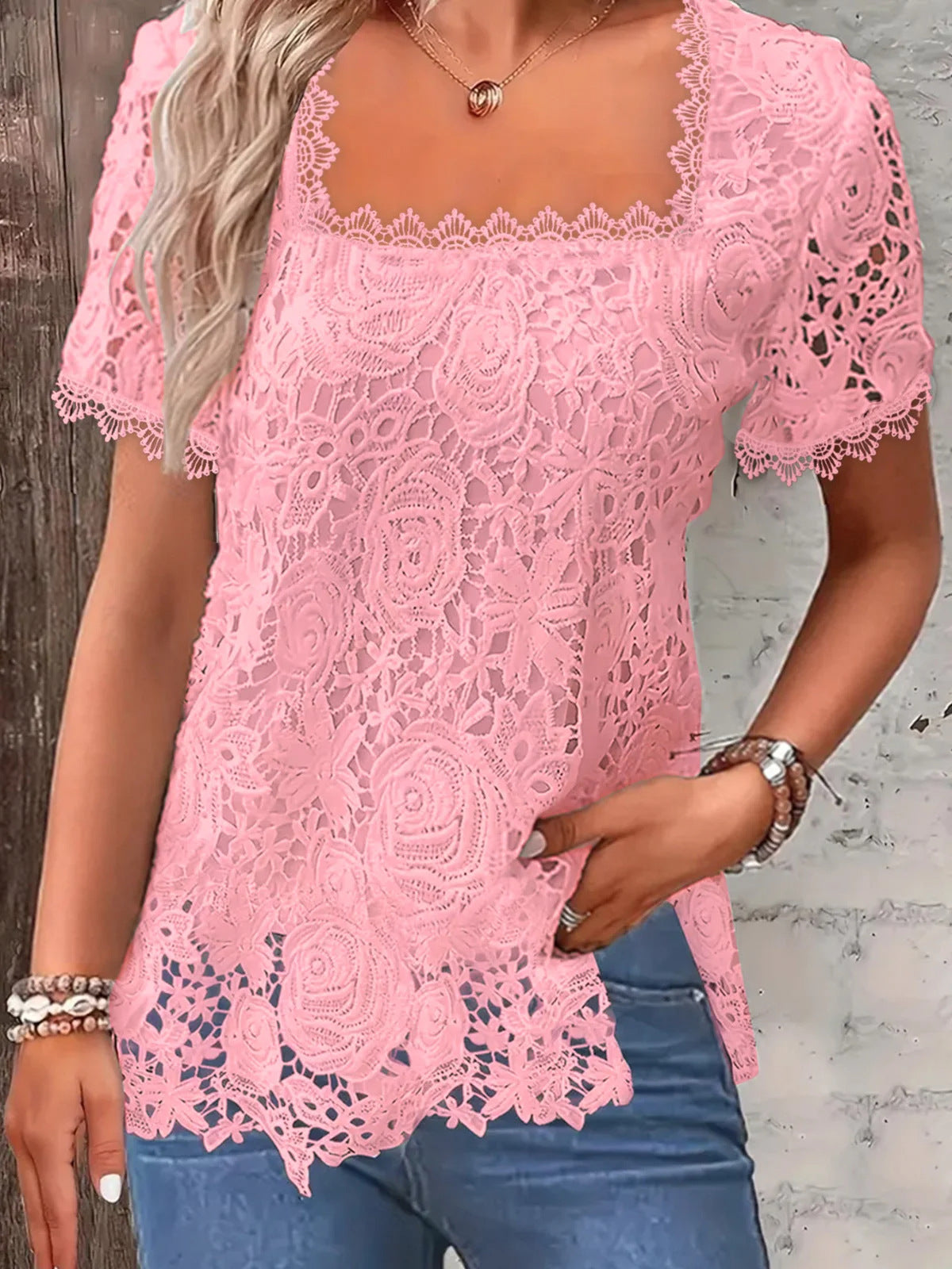 【S~5XL】💗2026 új női csipke póló
