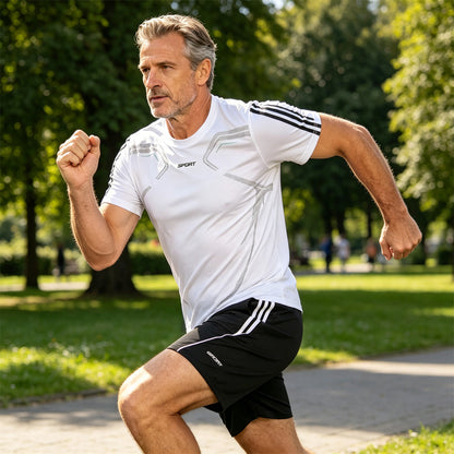 【L-5XL】Férfi nyári sport szett - rövid ujjú póló és rövidnadrág; laza, hétköznapi stílus, plus size, modern dizájn