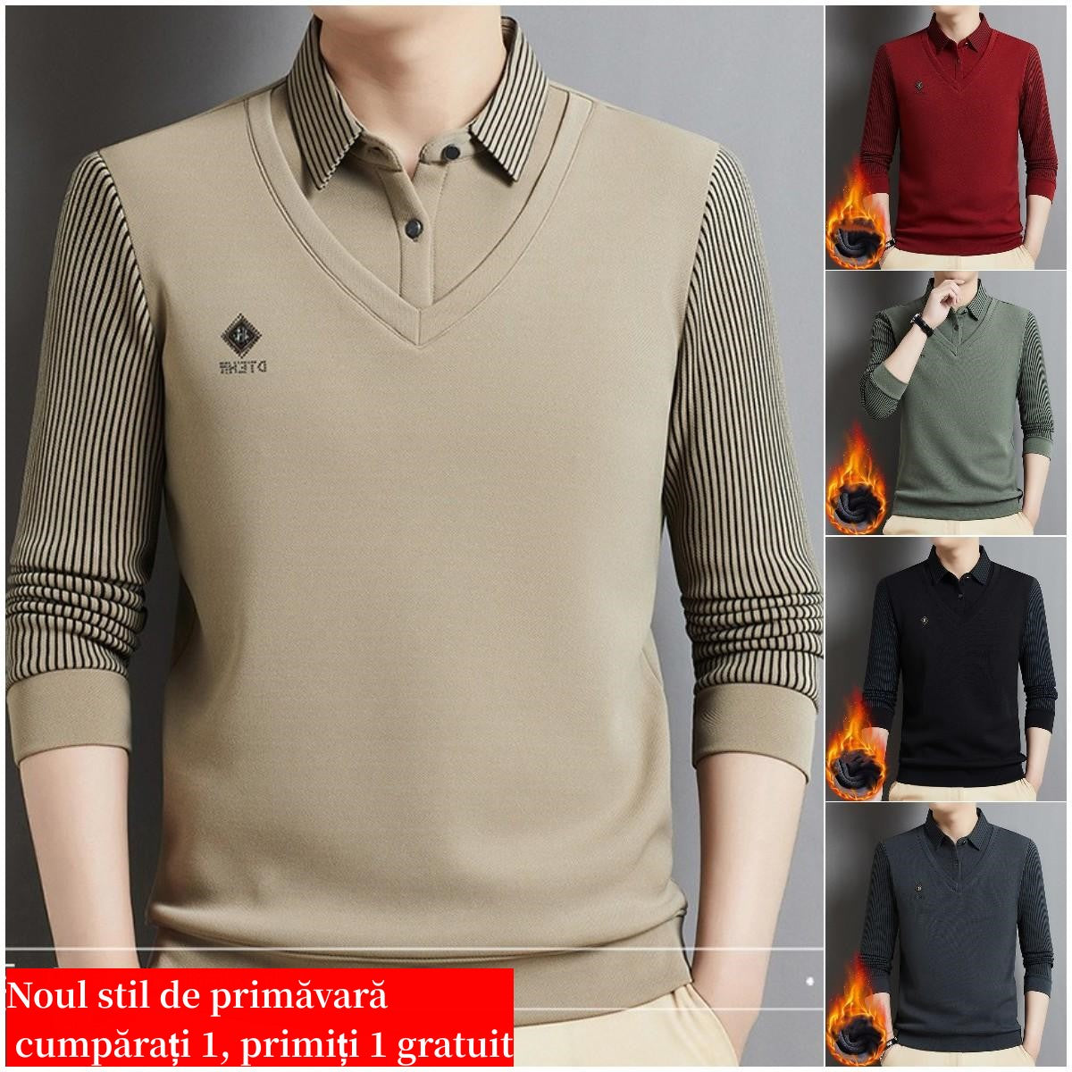 🔥【Év végi promóció】🔥【M-4XL】Férfi prémium kasmír kétrészes, minden az egyben meleg felső
