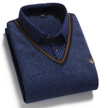 👔 [M-4XL] Férfi kötött ing plusz bársony, amely vastagít, melegen tart