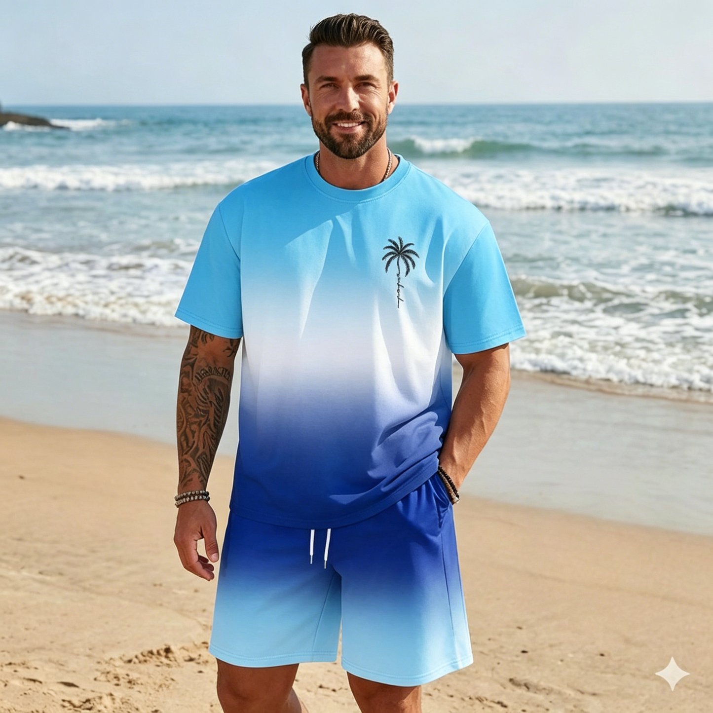 🌴【S-5XL】Új nyári divatos férfi szett mintás pólóval és rövidnadrággal, laza, lezser szabású