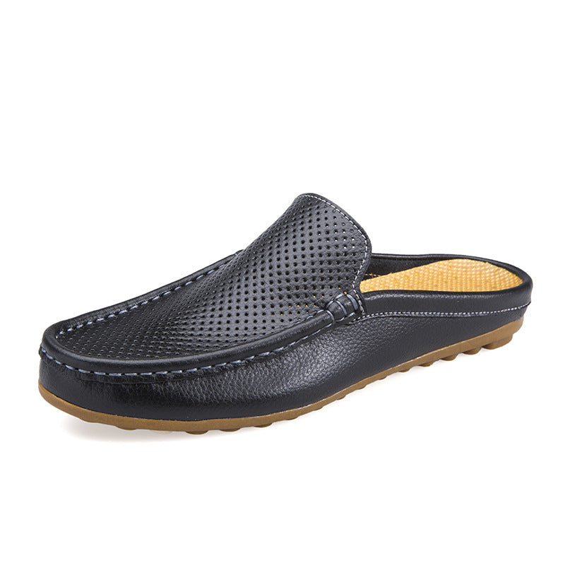 ✨【Korlátozott mennyiség】👞【39-45】Új stílusú, kényelmes és légáteresztő valódi bőrből készült, kézzel készített férfi papucs