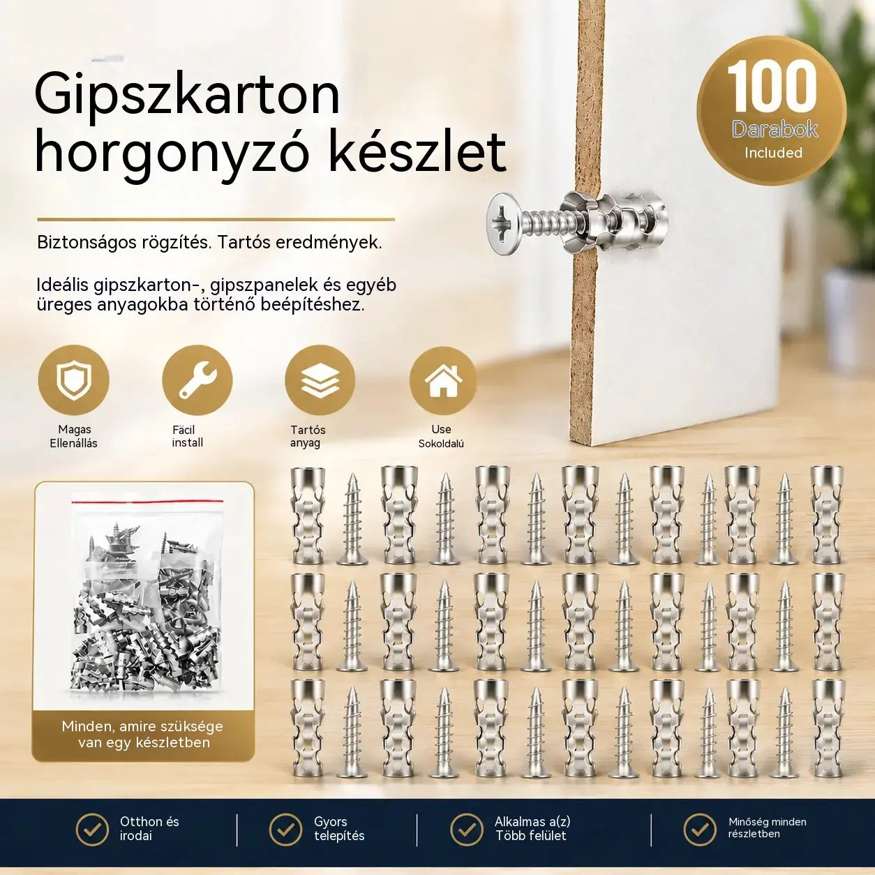 【🔥100 szett akciósan】🧰⚒️ Bútorjavítás, rövid tágulási csavarok, kő/csempe/szekrénypántok javítása és szerelése.