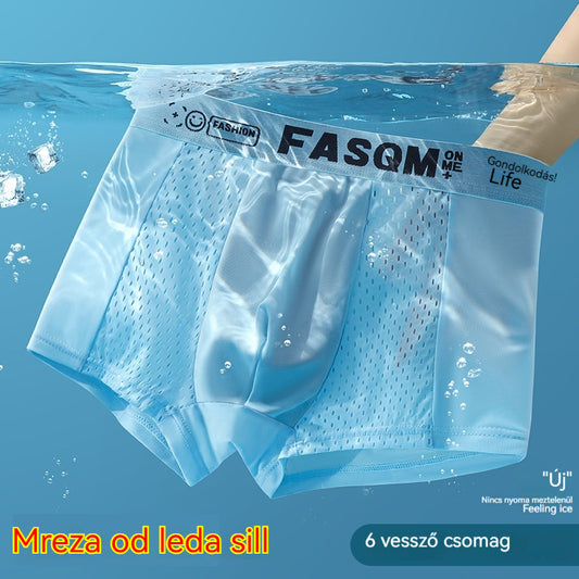 🔥【6 db】Férfi Air Mesh jégselyem boxer, rugalmas, kényelmes és légáteresztő