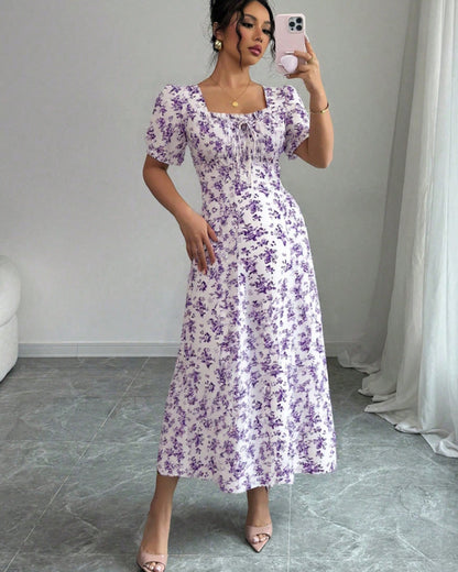 👗Az akció utolsó napján -50% kedvezmény! 【S-2XL】Elegáns, nyári mintás ruha, légies és kényelmes, könnyen illeszthető és karcsúsított.