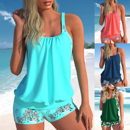 🌴🌈【50% kedvezmény nyárra 🔥】【S-5XL】🌊👙 Plus size női gyorsan száradó, kétrészes, mintás fürdőruha + boxeralsó