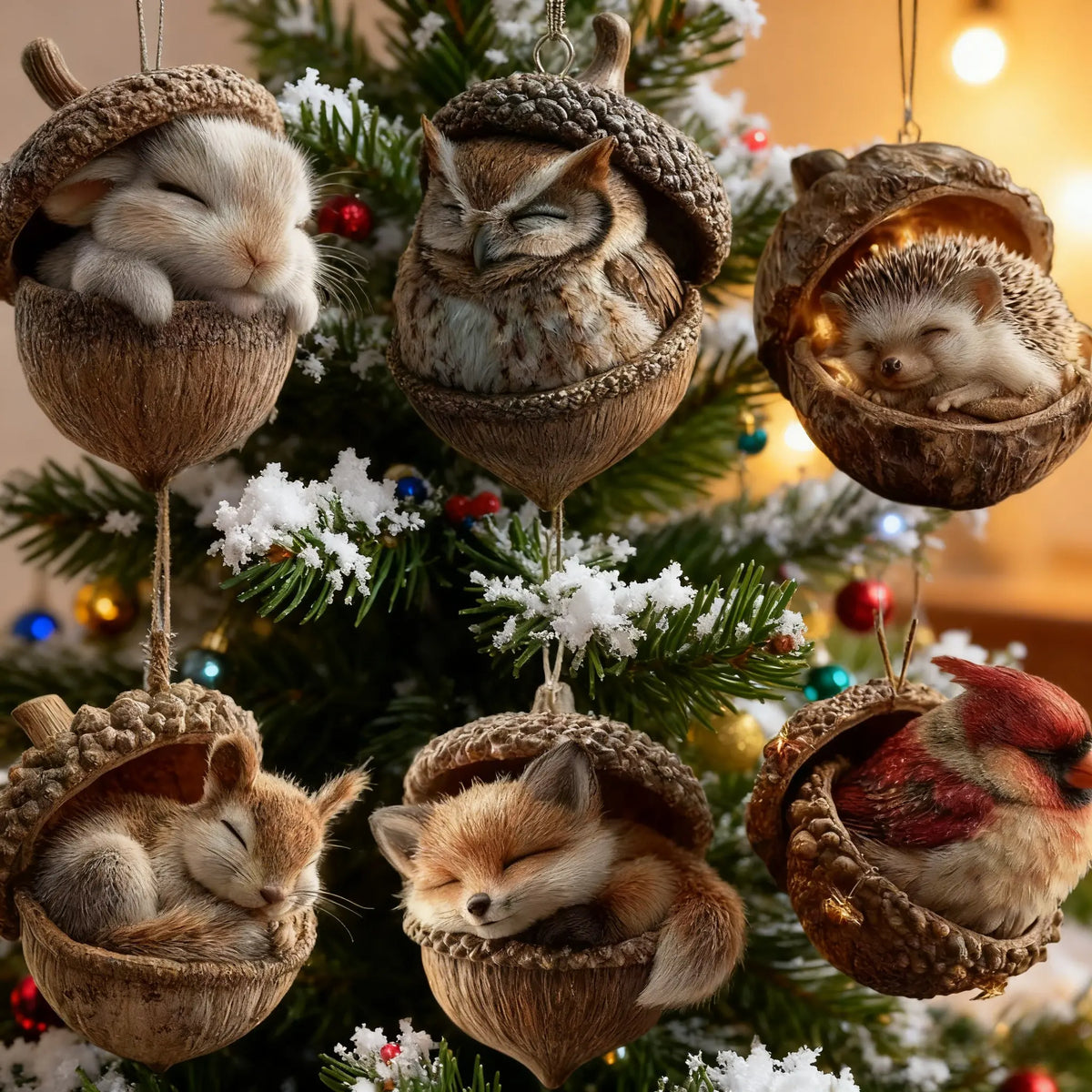 🔥【Kupte 6 kusů a získejte 6 kusů zdarma】🐿️🦉Vánoční ozdoba na stromeček s lesními zvířátky