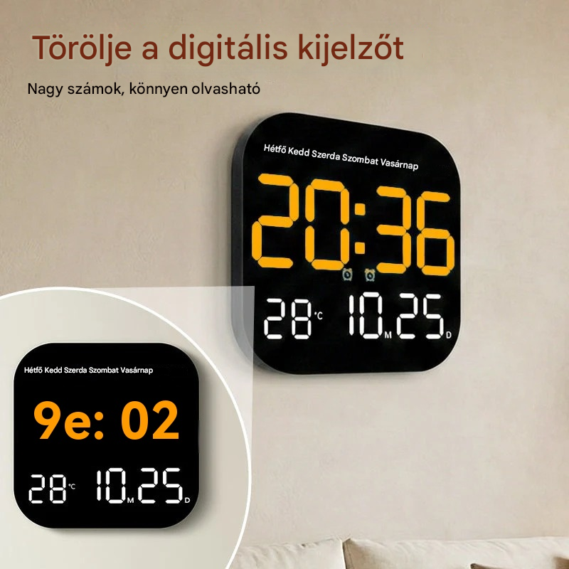 🛏️ Digitális óra otthonra és irodába – gyengéd ébresztés, búcsút mondhatsz a zavaró ébresztőknek! Állítható fényerő, csendes működés éjszaka. Hőmérséklet kijelzés is. Megbízható társ a mindennapokban. 🌙