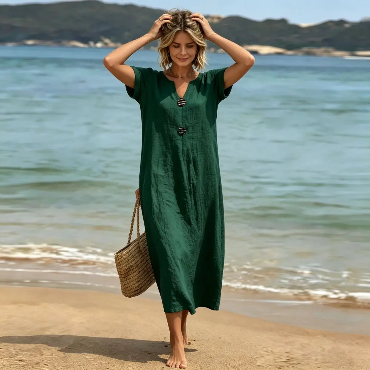 🏖️👗【S-3XL】Könnyed és szellős nyári ruha lenből és pamutból, laza szabású – beleszeret első viselésre.